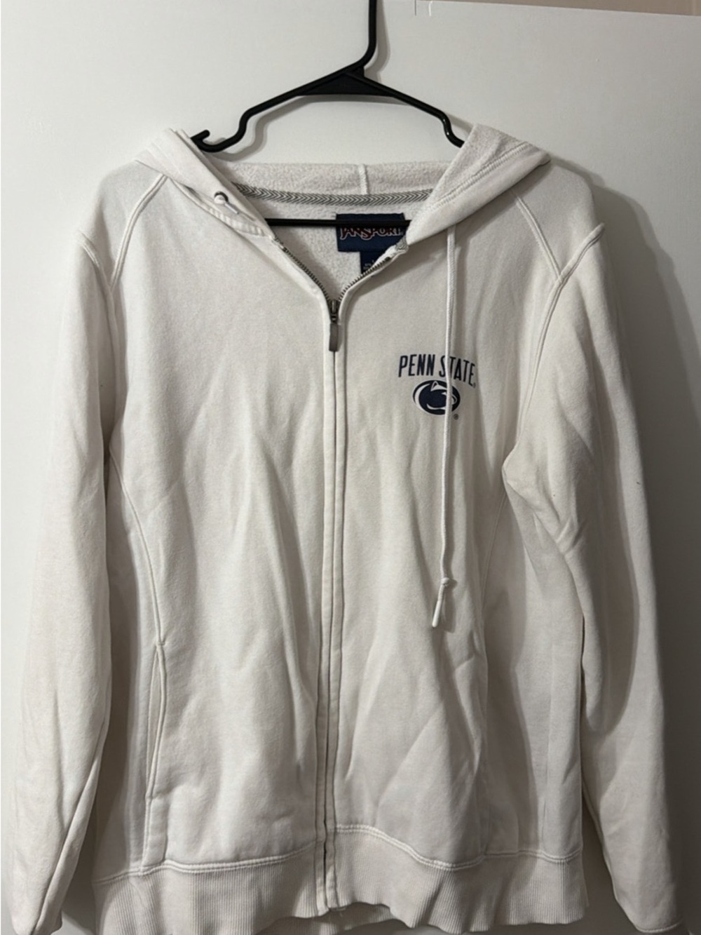 Jansport White Full-Zip Hoodie with Navy Penn State Logo